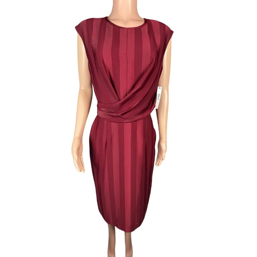 NWT Maggy London Burgundy striped dress, size 10. Festive, career,‎ holiday, new